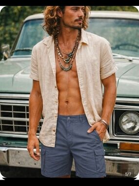 4/$15 Gray Cargo Shorts Men's 40 Long Inseam - Summer Chill